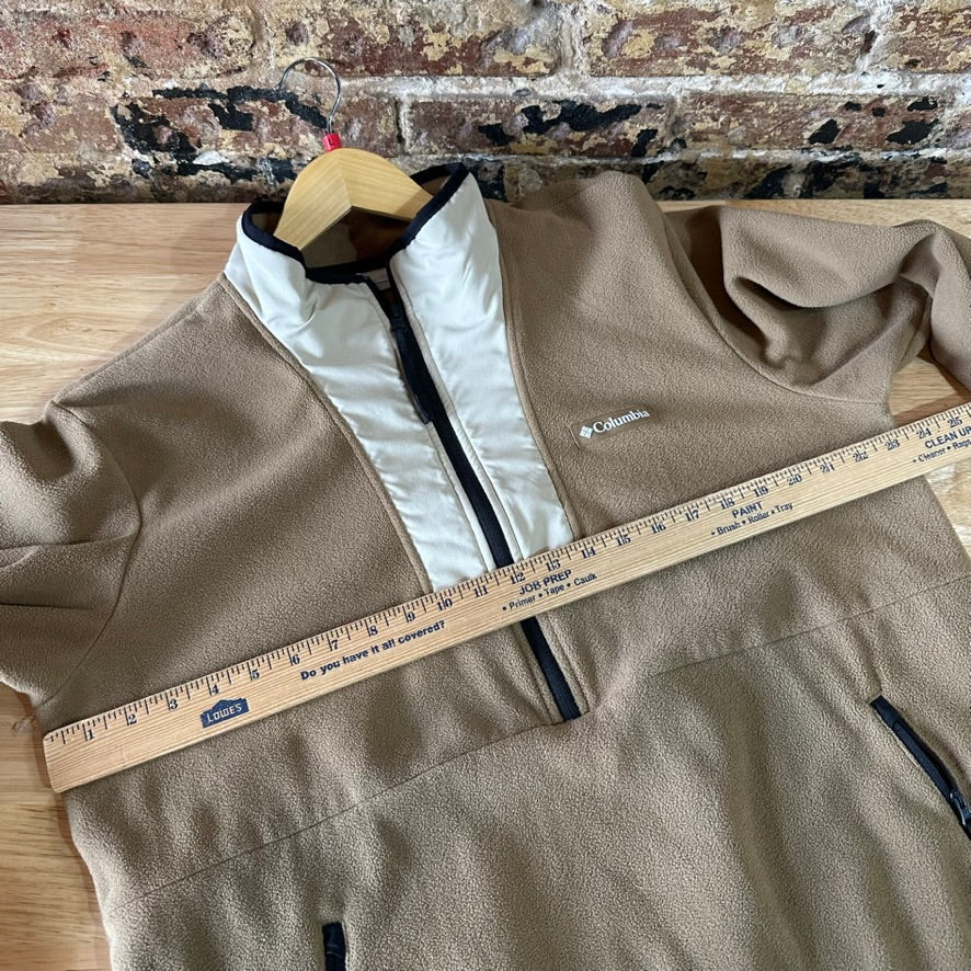 Columbia Jacket Mens Large Brown Tan Sequoia Grove 1/2 Zip Fleece Outdoor