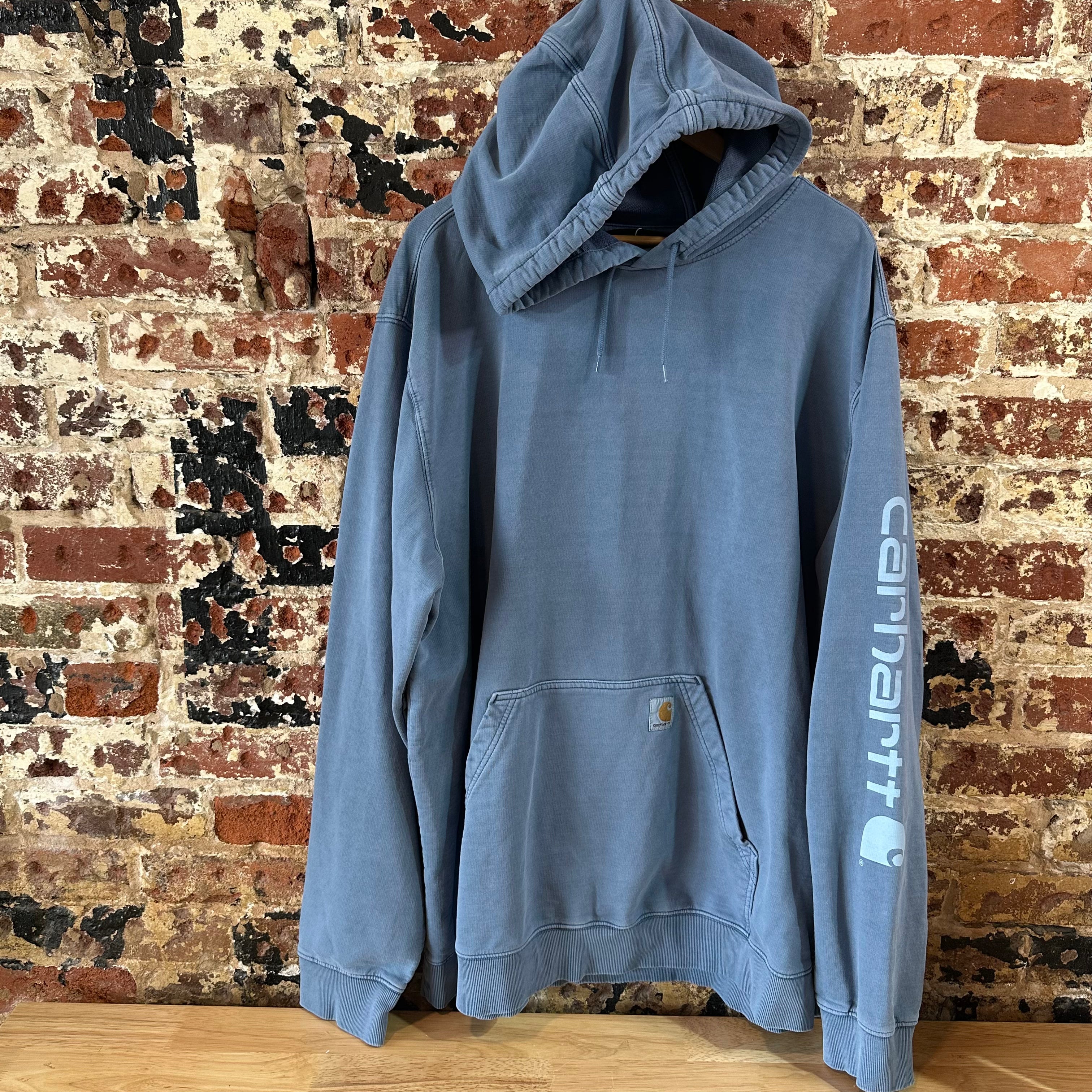 Carahrtt Blue Garment Dyed Hoodie Mens 2XL Tall