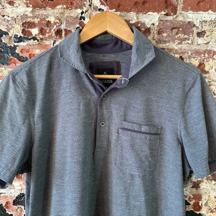 Prana Polo Shirt Mens Small Gray Golf Short Sleeve Casual Work