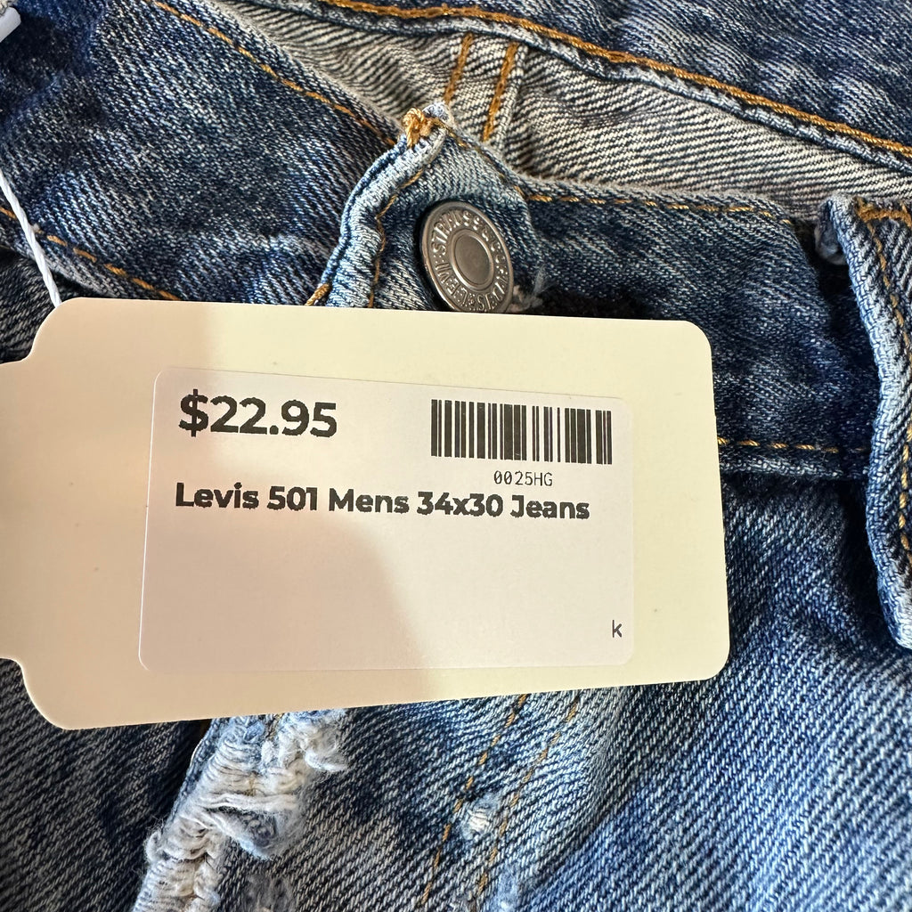 Levis 501 Mens 34x30 Blue Jeans