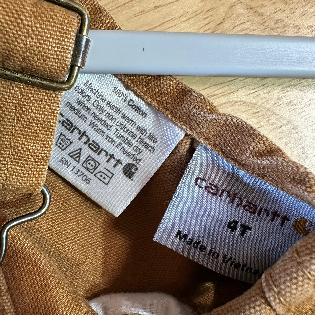 Carhartt Overalls Canvas Brown toddler boys 4T Bibs