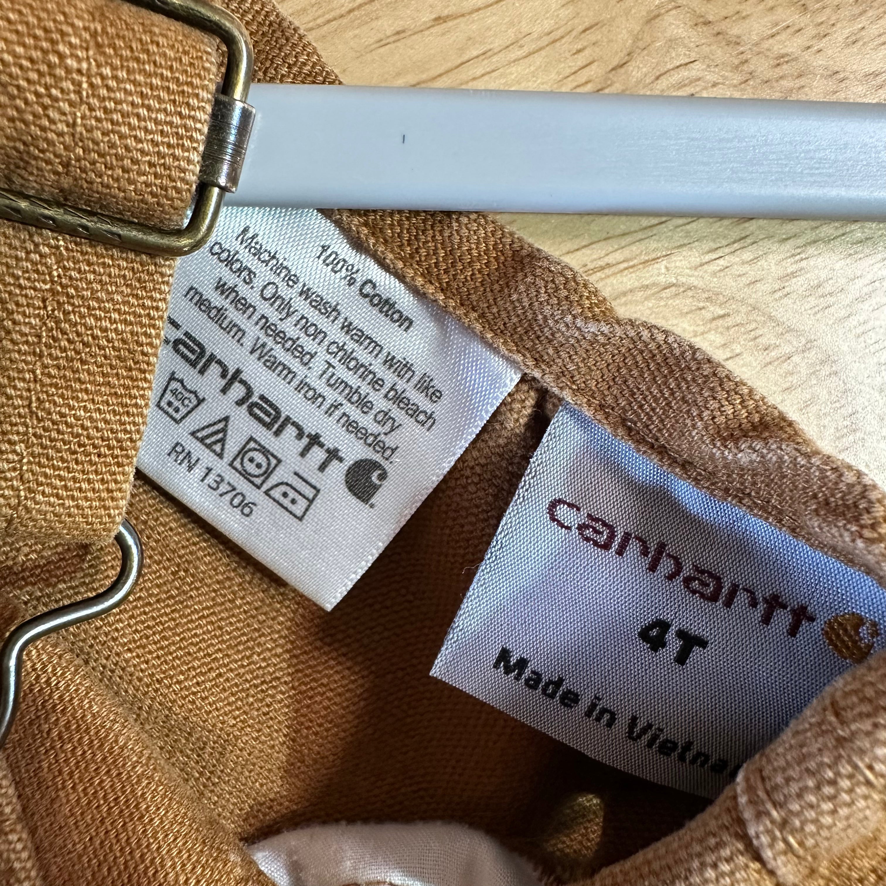 Carhartt Overalls Canvas Brown toddler boys 4T Bibs