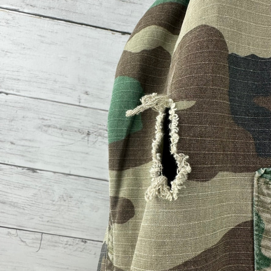 US Army Jacket Mens Large Short Woodland Combat Coat Shirt