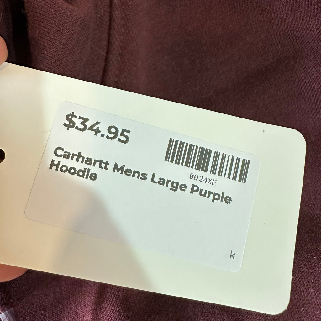 Carhartt Men's Large Sleeve Logo Hoodie Loose Fit Workwear Purple