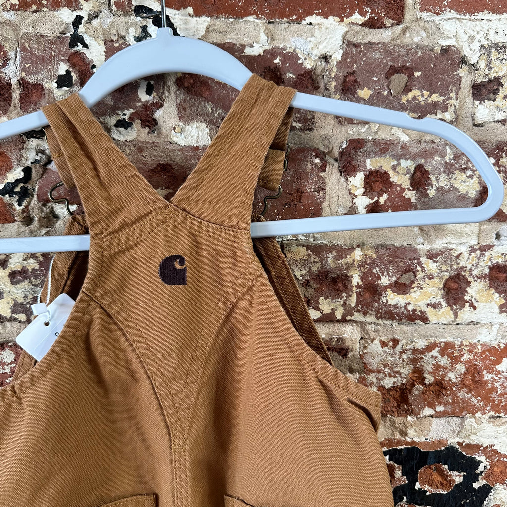 Carhartt Brown Overall Bibs Kids 18M Farm Work Toddlers double knee