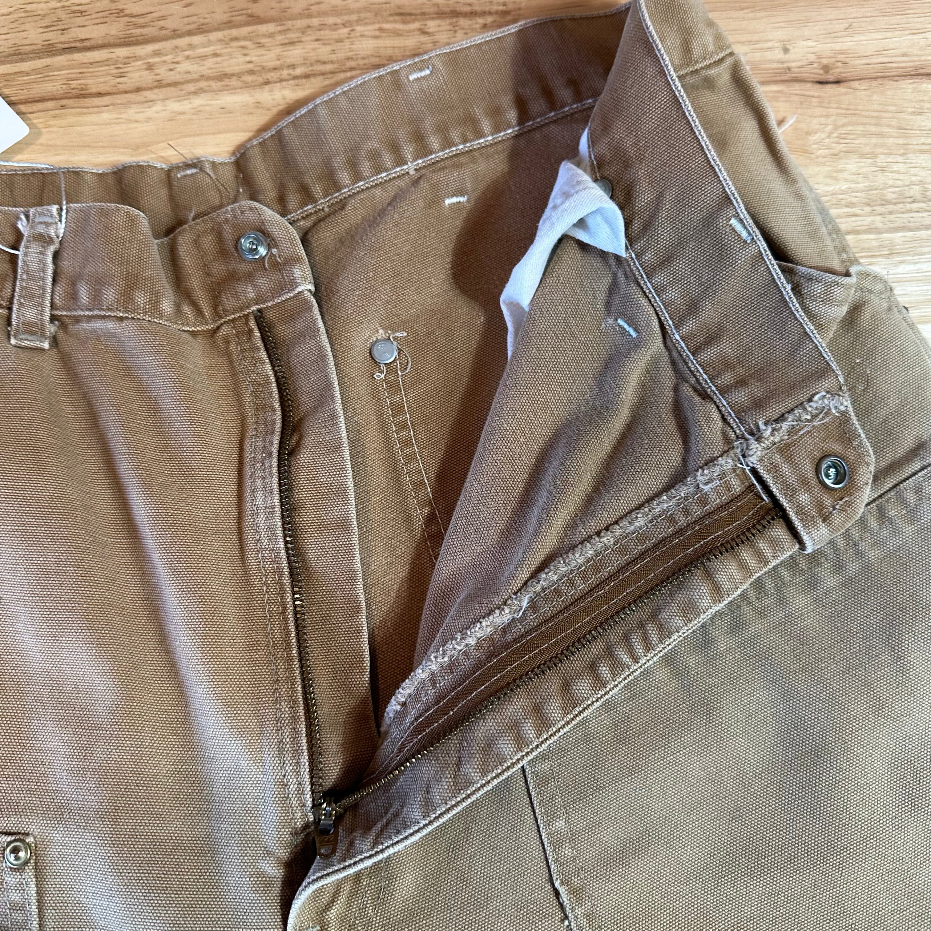 VTG Carhartt 62W Brown Mens 35x32 Double Knee Pants