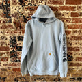 Carhartt Men's Small Sleeve Logo Hoodie Loose Fit Workwear Blue K288