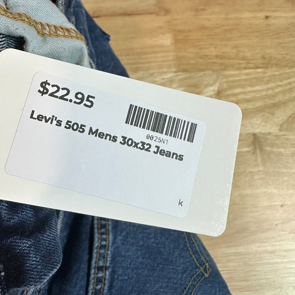 Levis 505 Mens 30x32 Blue Jeans