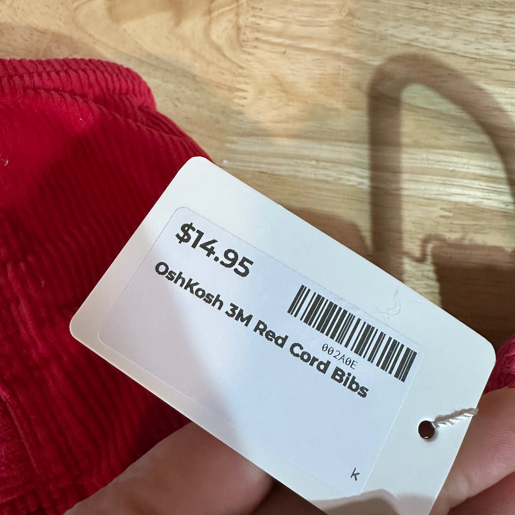 OshLosh Red Corduroy Bibs 3M