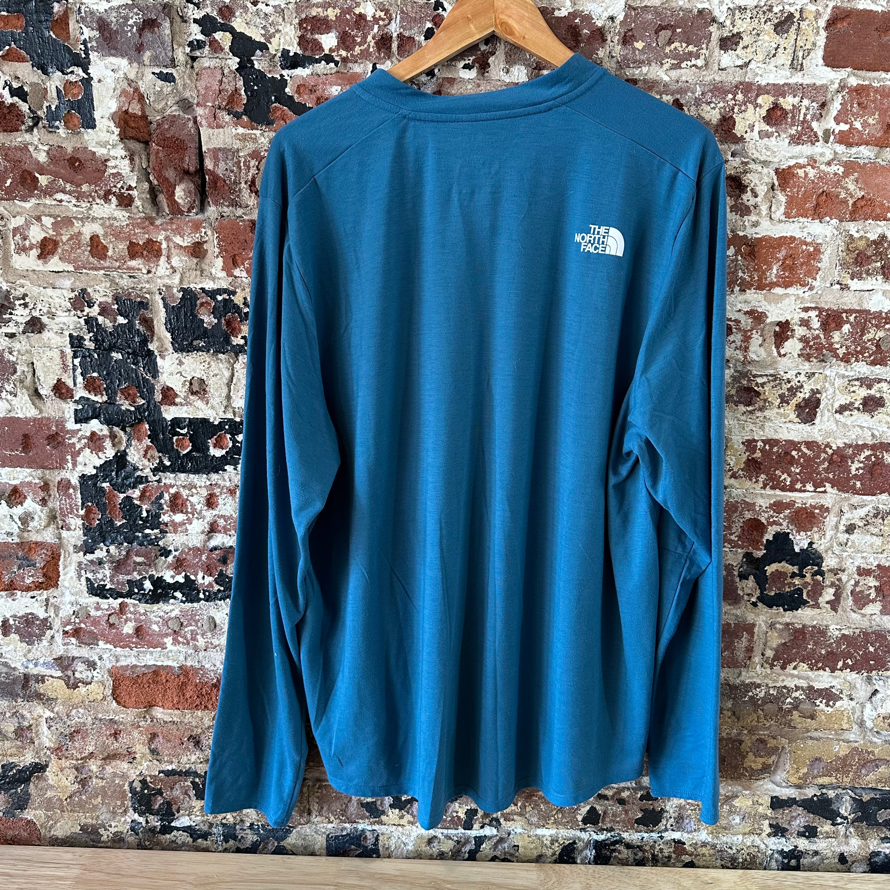 North Face Shirt Mens XXL Blue Hiking Hike Long Sleeve T Shirt 1/4 zip