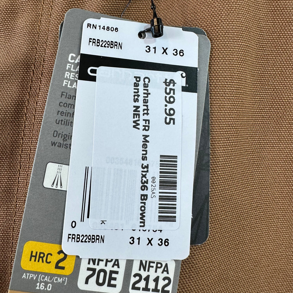 Carhartt FR Flame Resistant Work Duck Canvas Pants Mens 31x36 FRB229 Brown New
