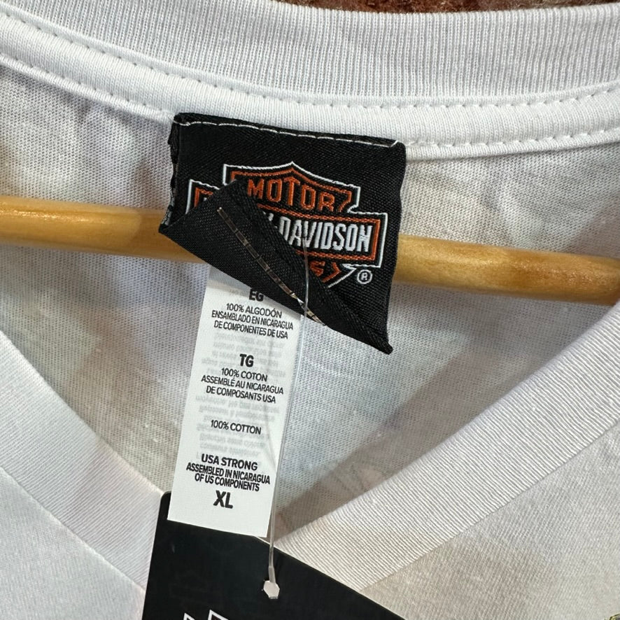 Harley Davidson Women's XL Short Sleeve White T-Shirt V-Neck NEW