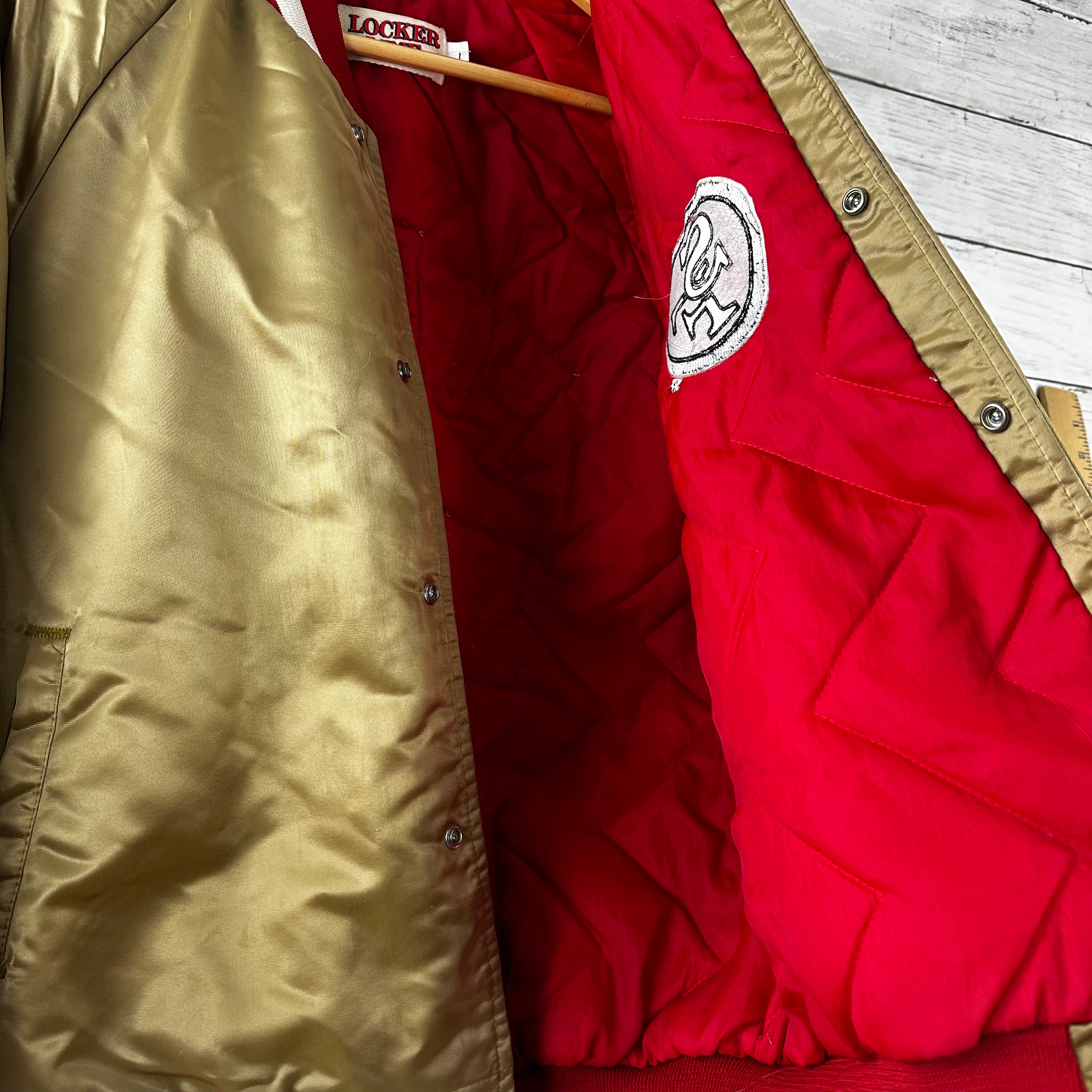 Vintage San Francisco 49ers SF Gold Satin Jacket Locker Line Mens Large
