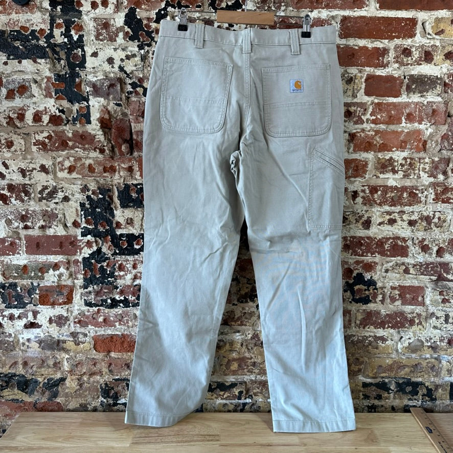 Carhartt Tan Pants Mens 34x32 canvas work utility Rugged Flex