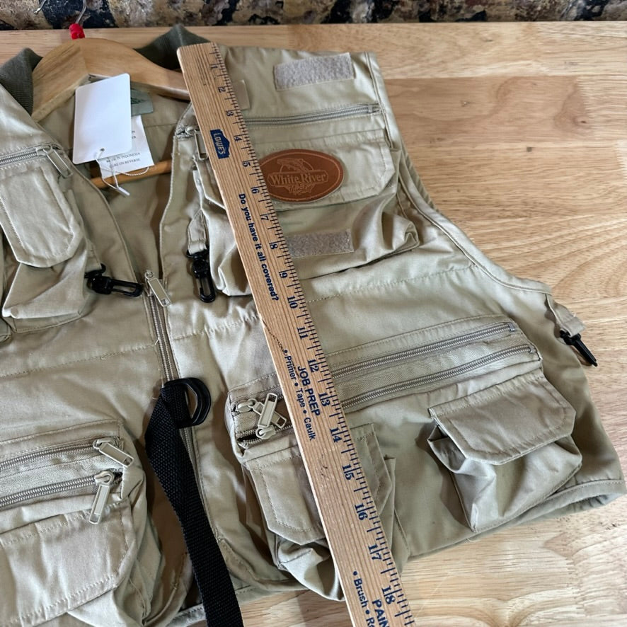 White River Fly Shop Fishing Vest Tan Multi-Pocket Utility Outdoor Size L