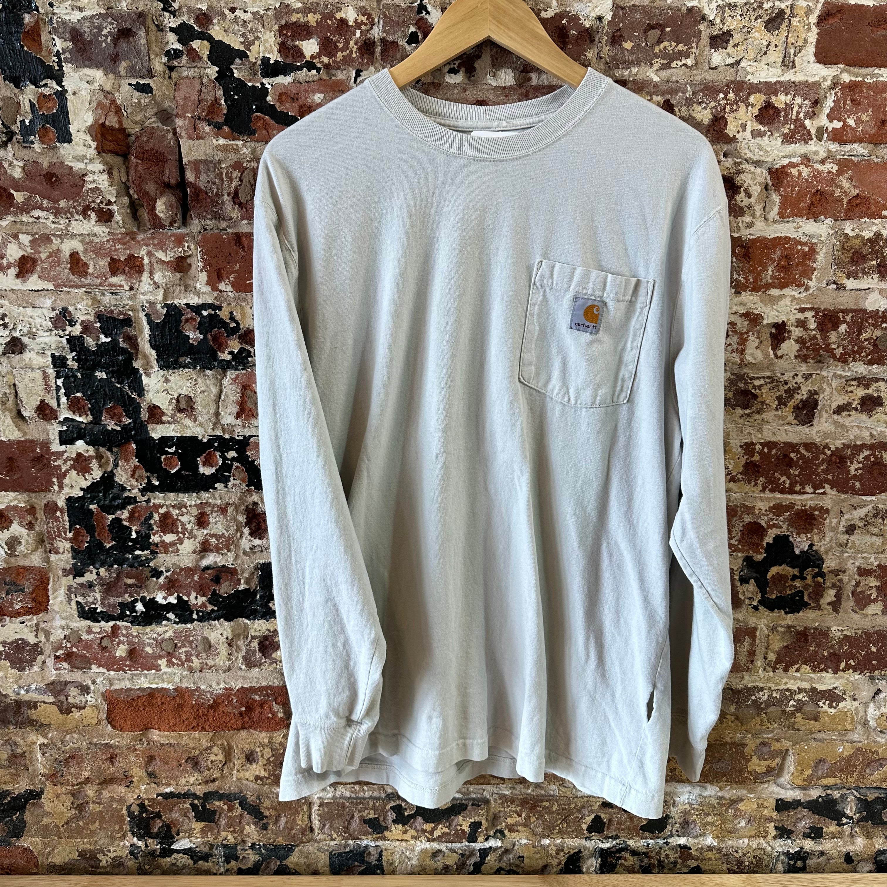 Carhartt Men's Medium Long Sleeve T Shirt White Loose Fit Logo