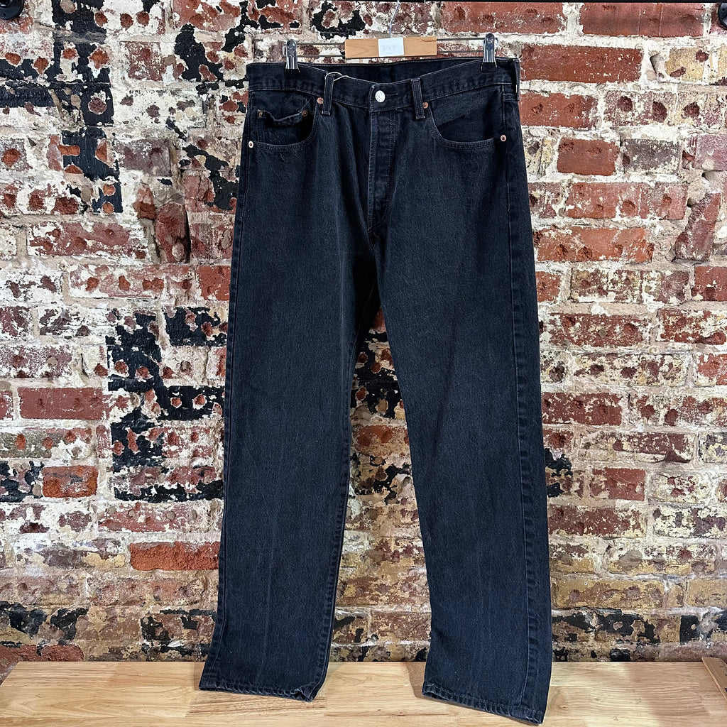 Levis 501 Mens 36x34 Denim Black Straight Leg Jeans