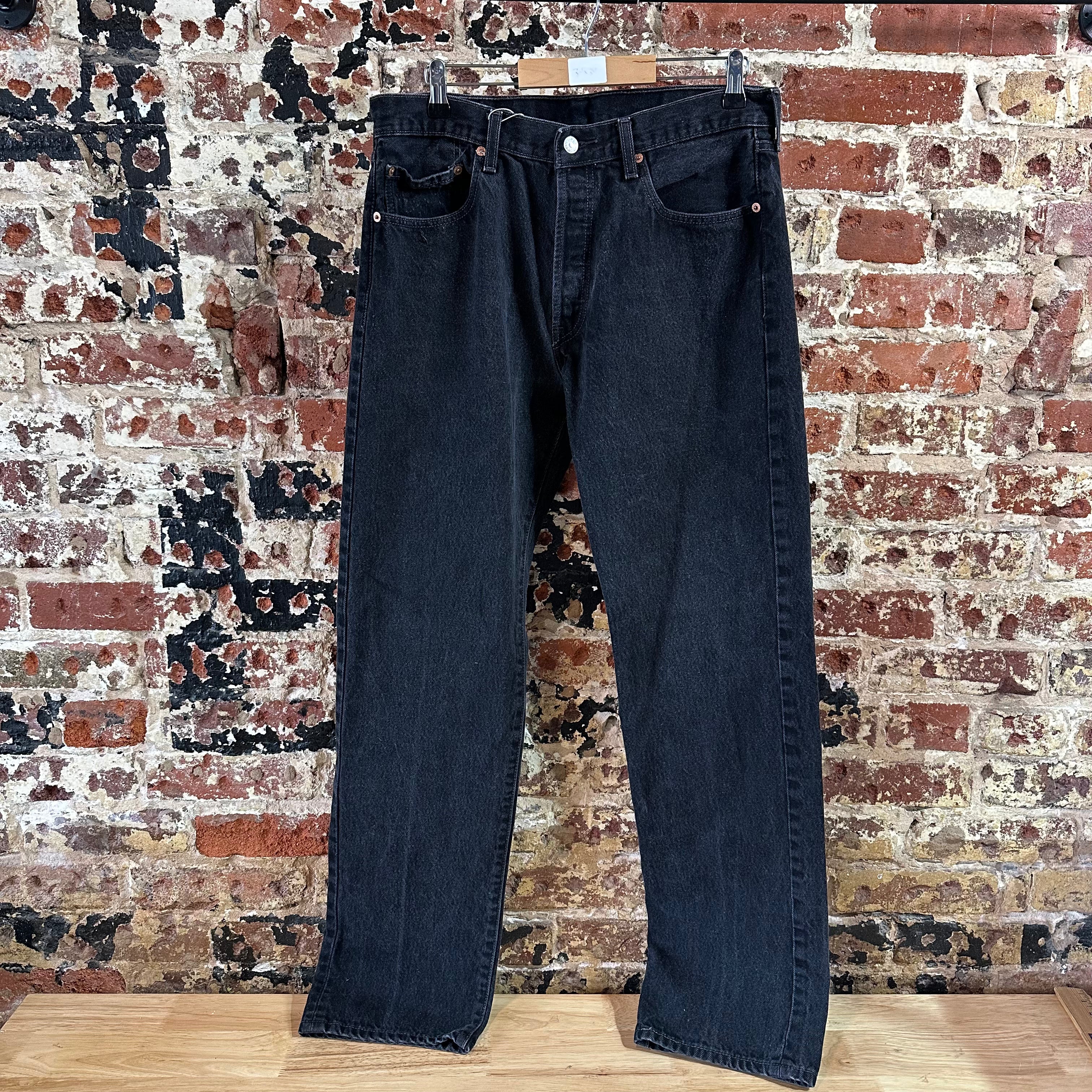 Levis 501 Mens 36x34 Denim Black Straight Leg Jeans