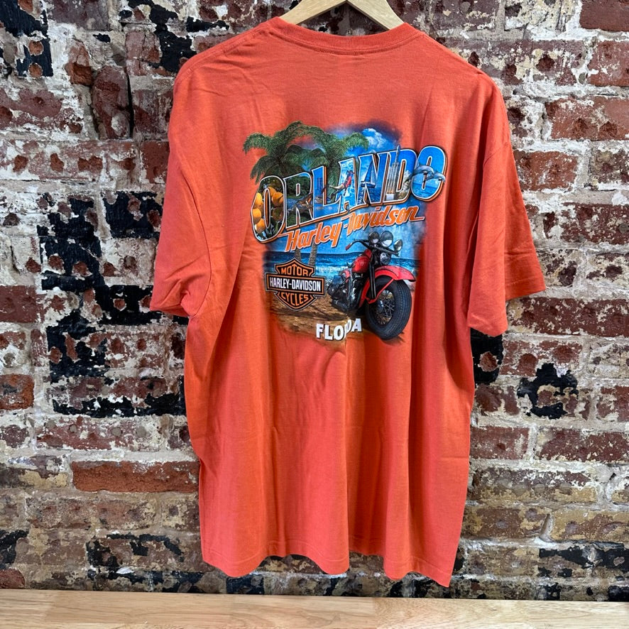 Harley Davidson Men's 2XL Short Sleeve Orange T-Shirt NEW