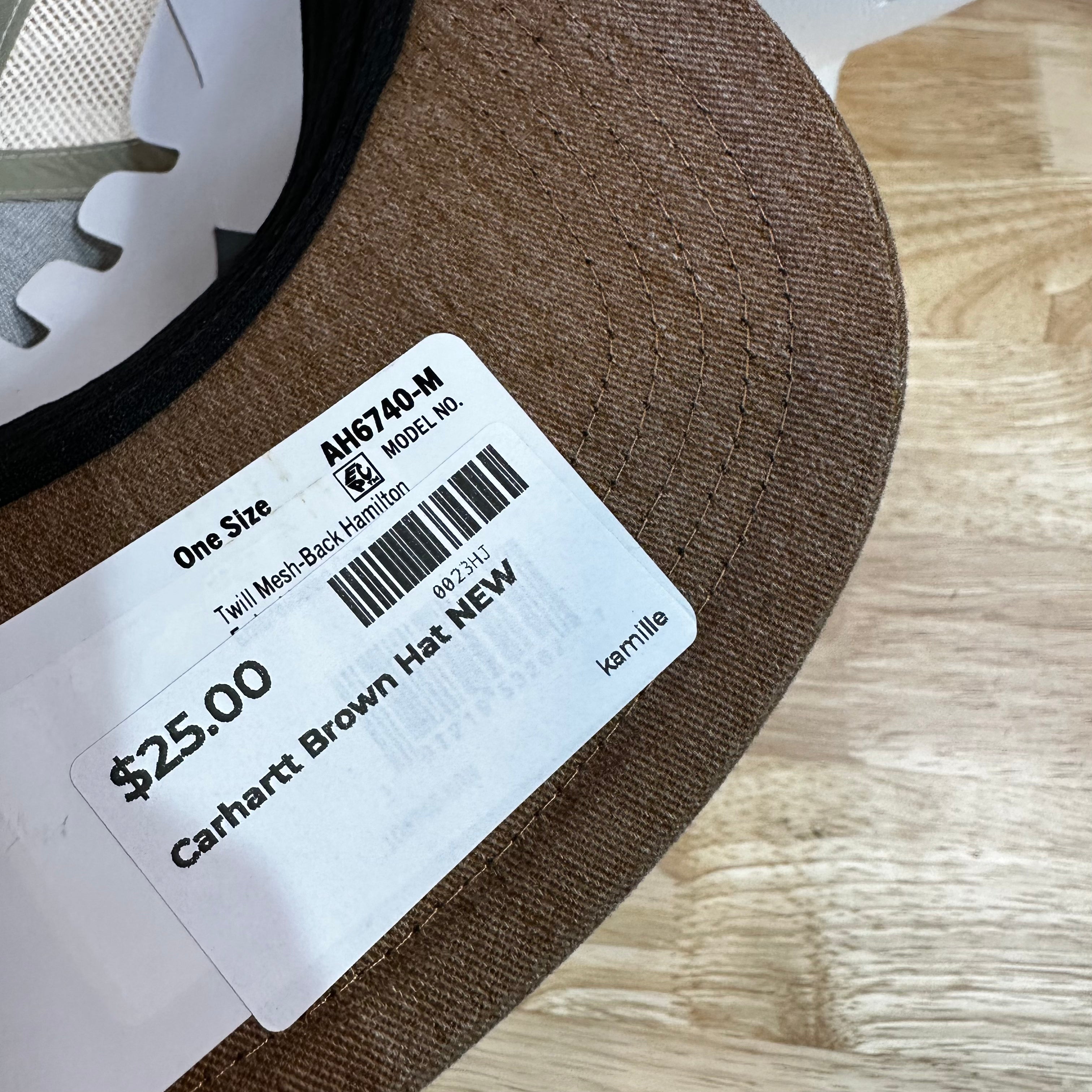 Carhartt Force Twill Mesh-Back Hamilton SnapBack Trucker Hat White Brown New