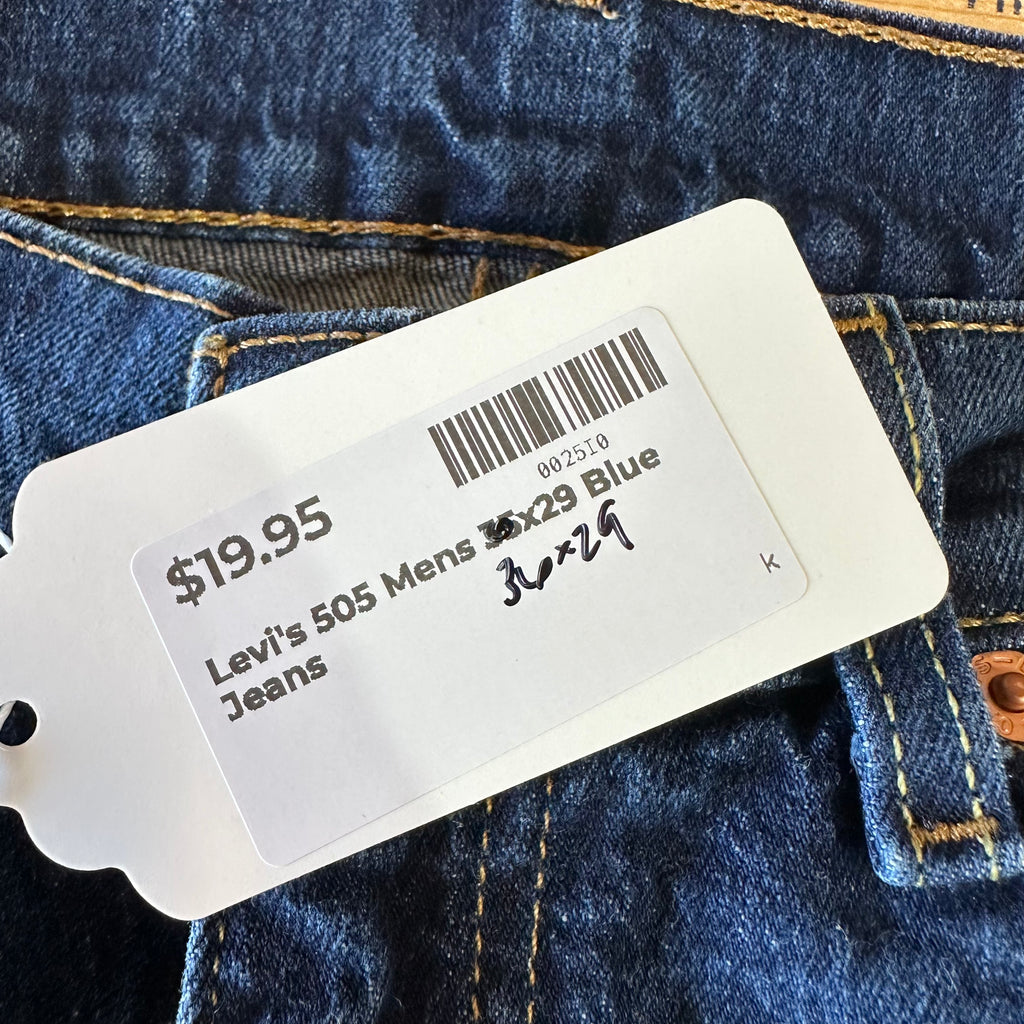 Levis 505 Mens 36x29 Blue Jeans