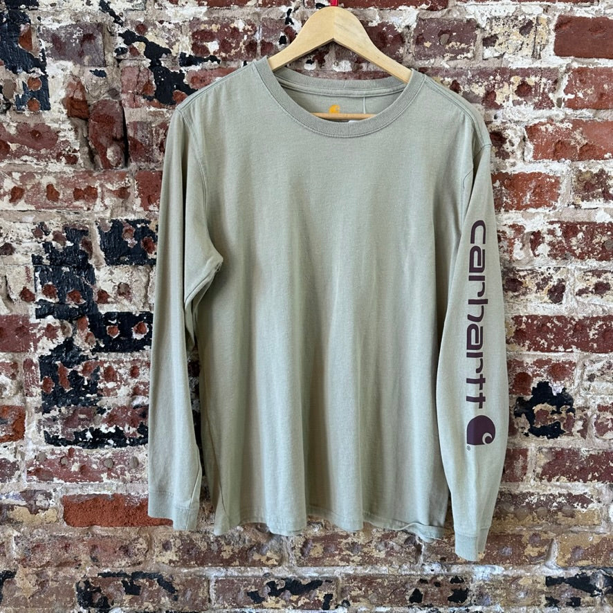 Carhartt Crew Neck T-Shirt Womens Large Original Fit Long Sleeve Work Green