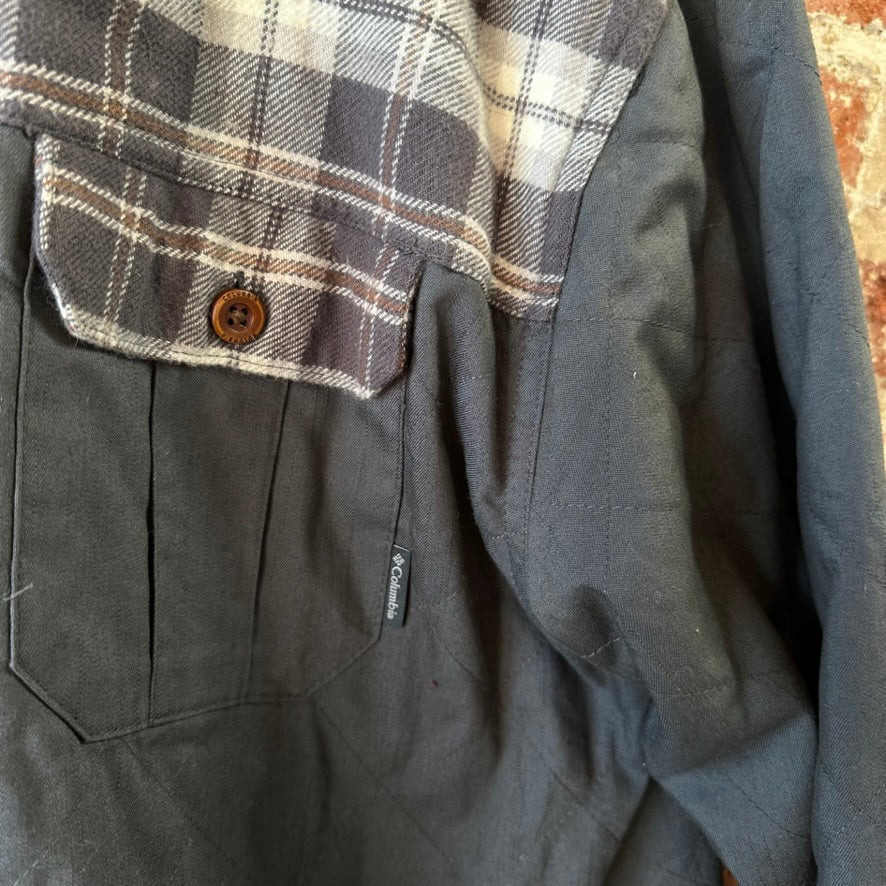 Columbia Kline Falls Shirt Mens XL Long Sleeve Outdoor Button Up Gray plaid