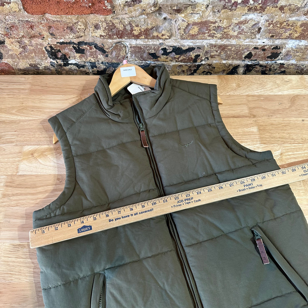 RM Williams Vest Mens SMALL Green Puffer Sleeveless Full Zip winter warm Size S