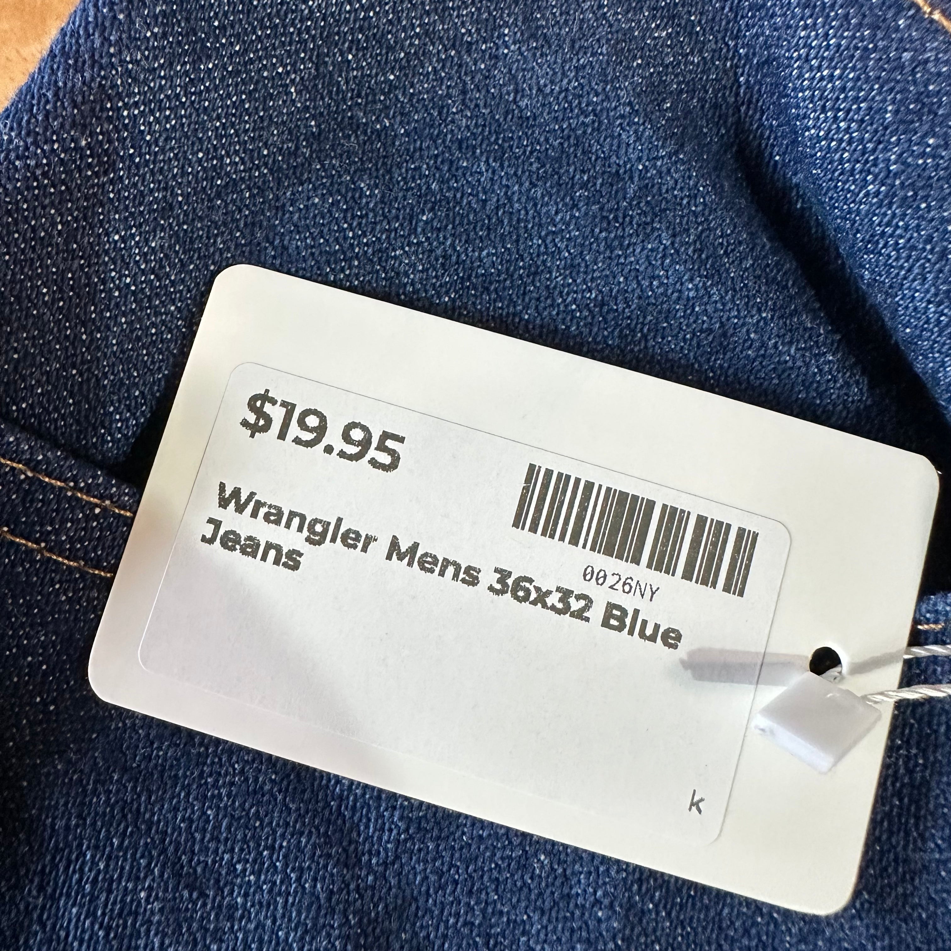 Wrangler Mens 36x32 Blue Jeans