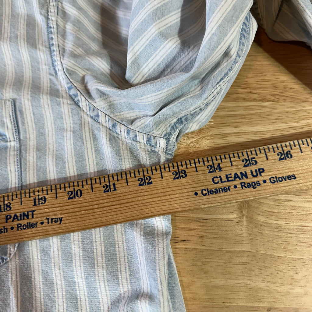 American Eagle AE Striped Shirt Mens Large Button Up Blue White
