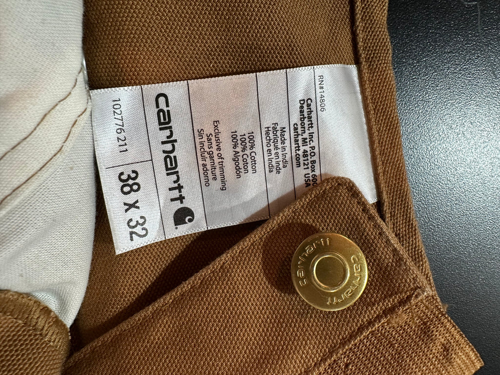 Carhartt R01 Mens 38x32 Brown Bibs
