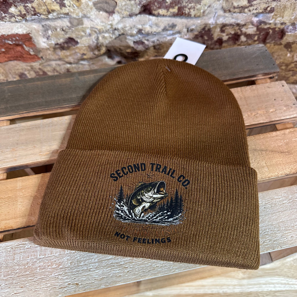 Second Trail Fishing Brown Beanie New