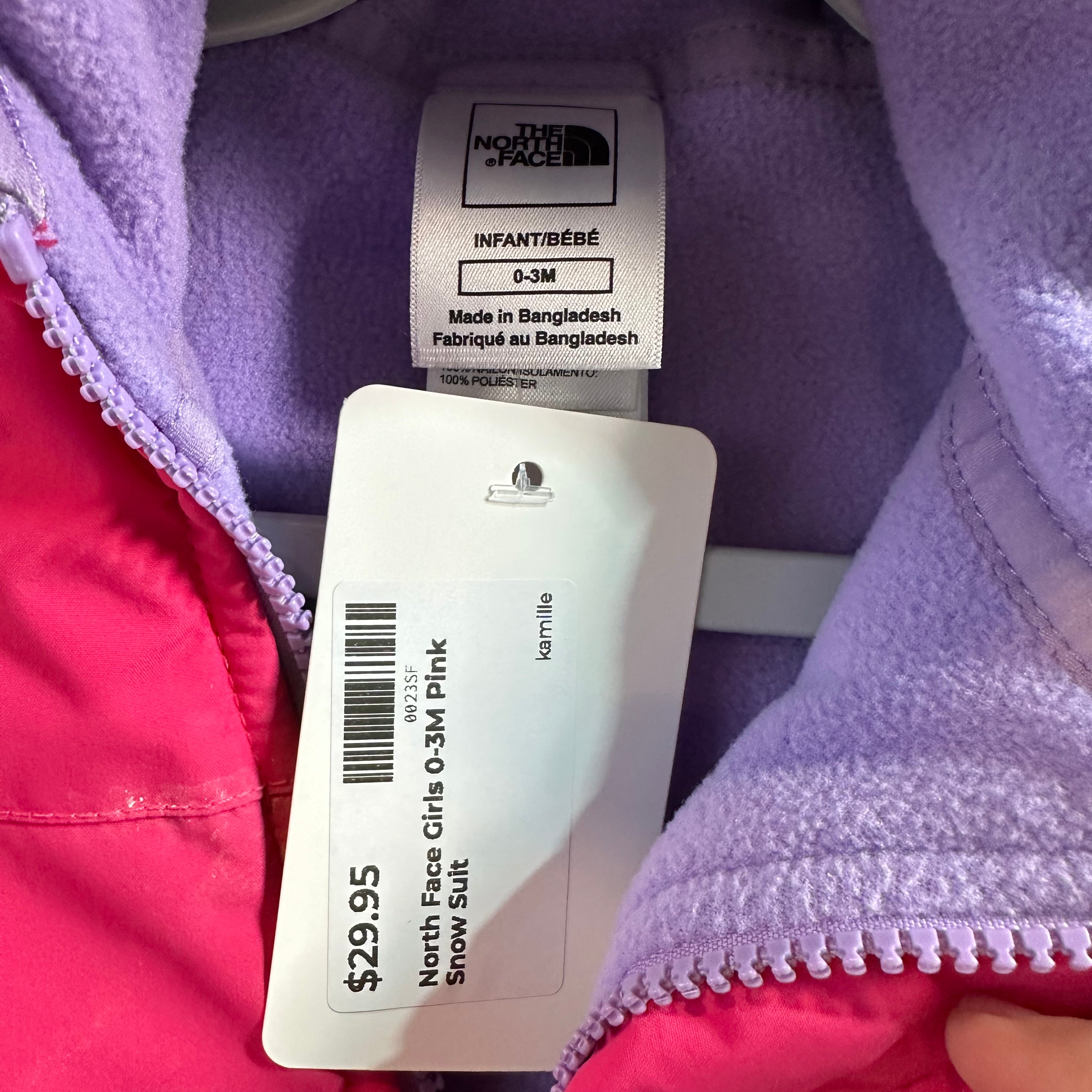 The North Face Baby Girl Pink Winter Snowsuit Overall Size 0-3M months