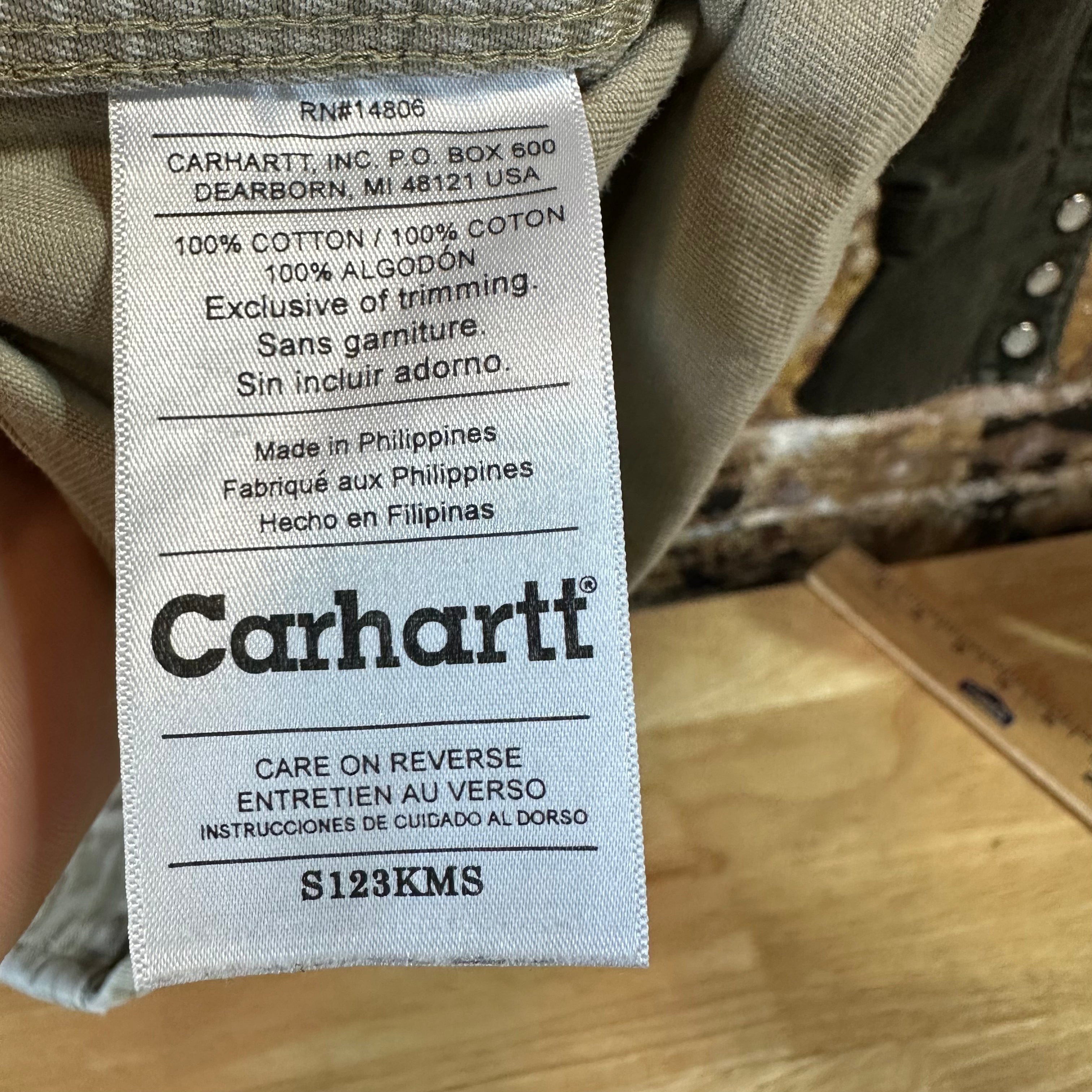 Carhartt Mens Medium Green Tan Western Shirt