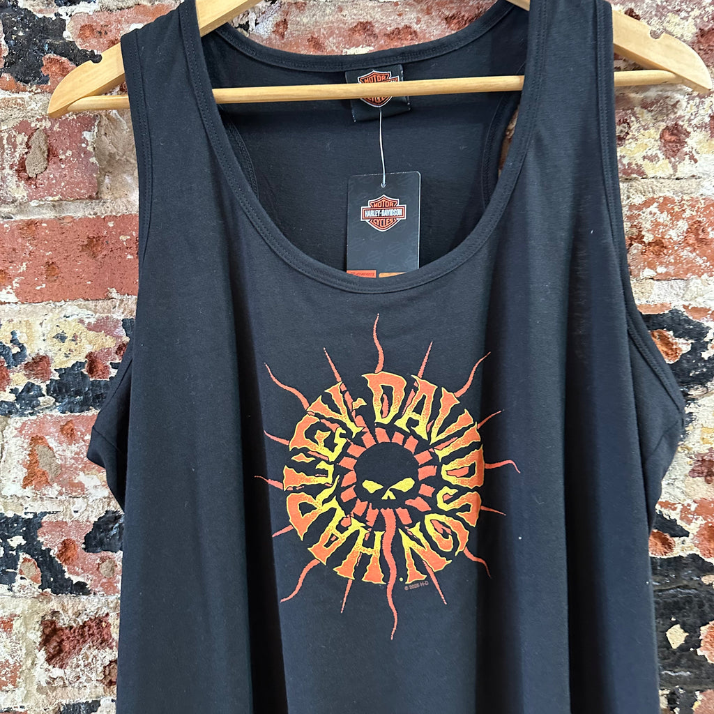 Harley Davidson Women's 2XL Tank Top Black Hall of Fame Ohio Flame NEW