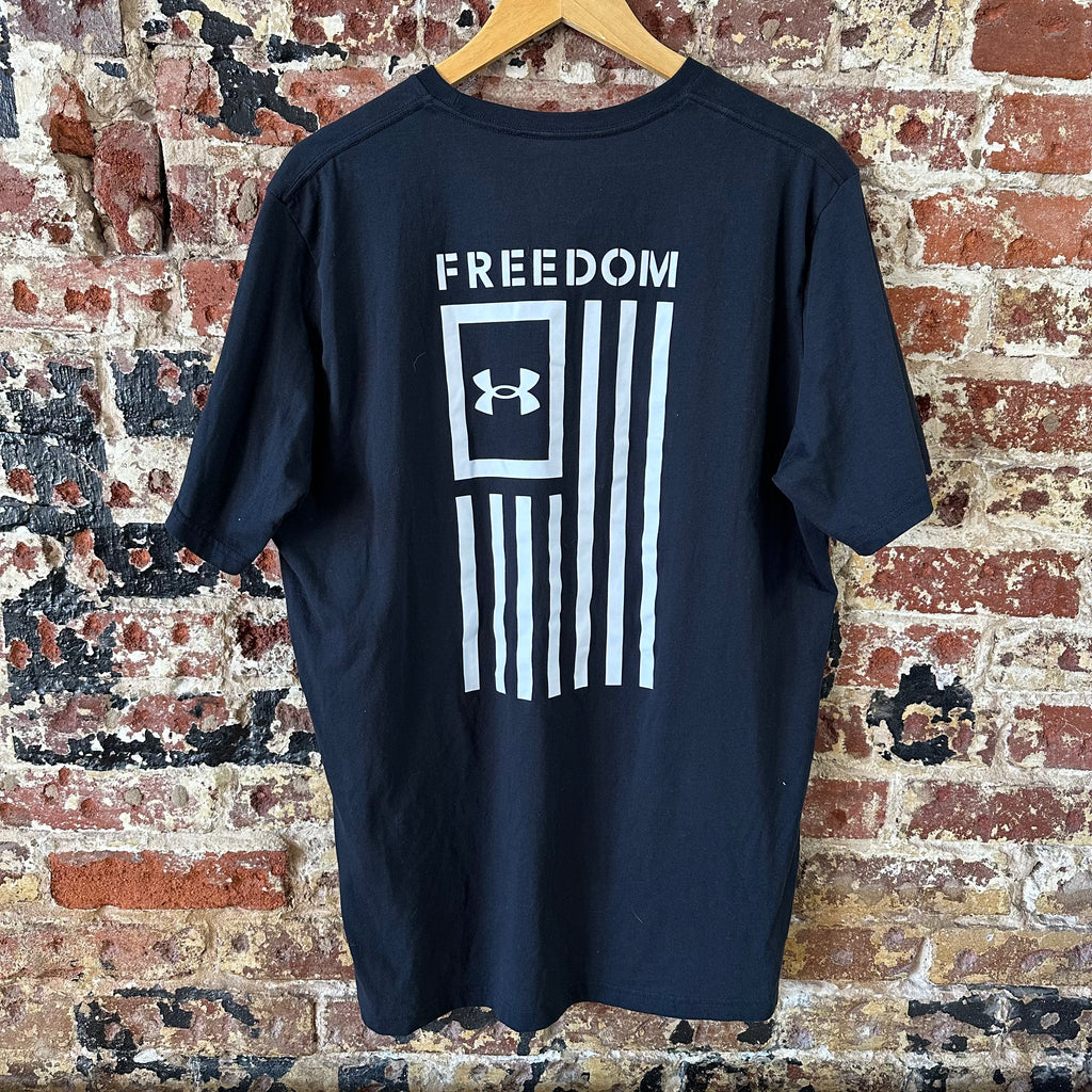Under Armour Heatgear Mens XL Black Freedom Polyester Cotton Blend T-Shirt