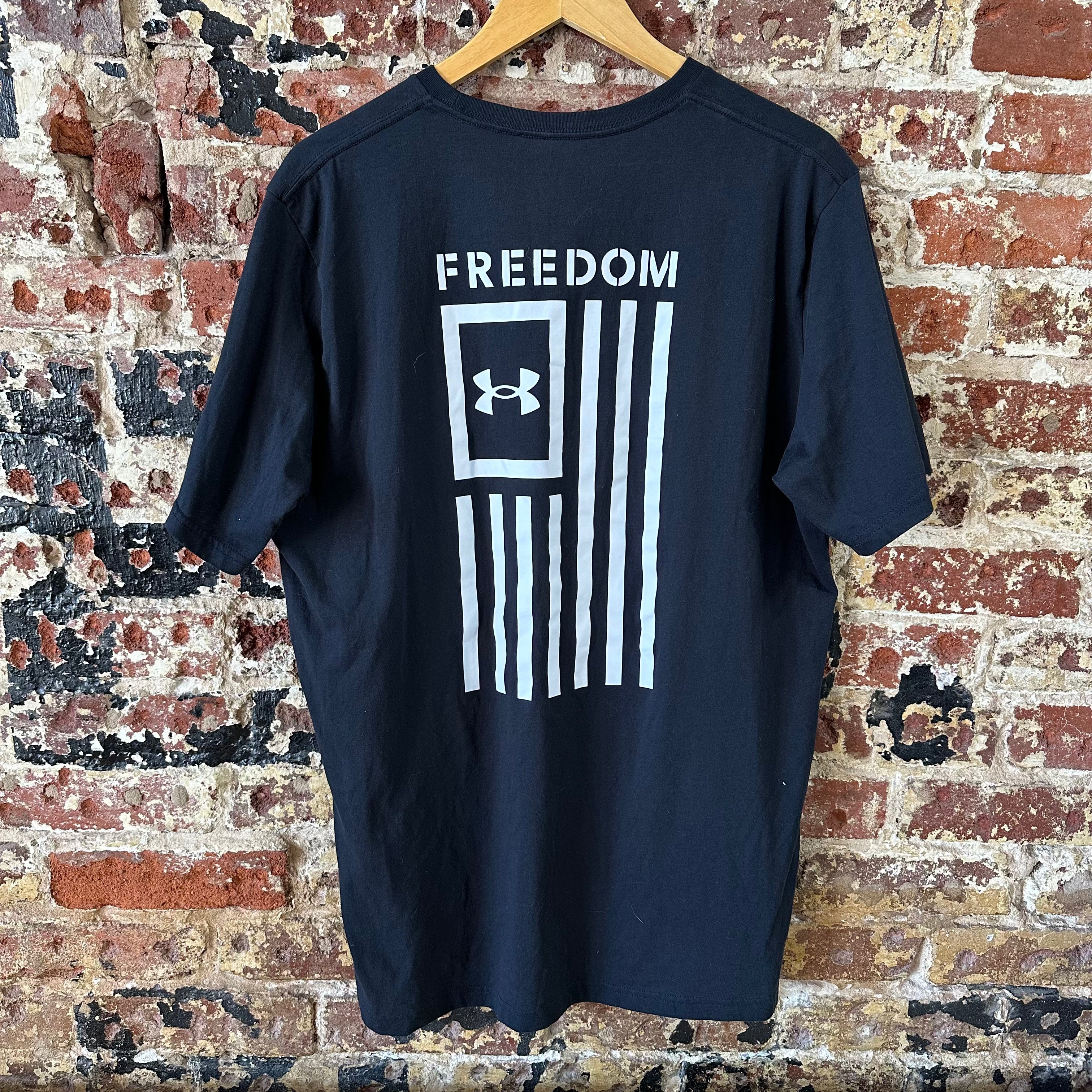 Under Armour Heatgear Mens XL Black Freedom Polyester Cotton Blend T-Shirt