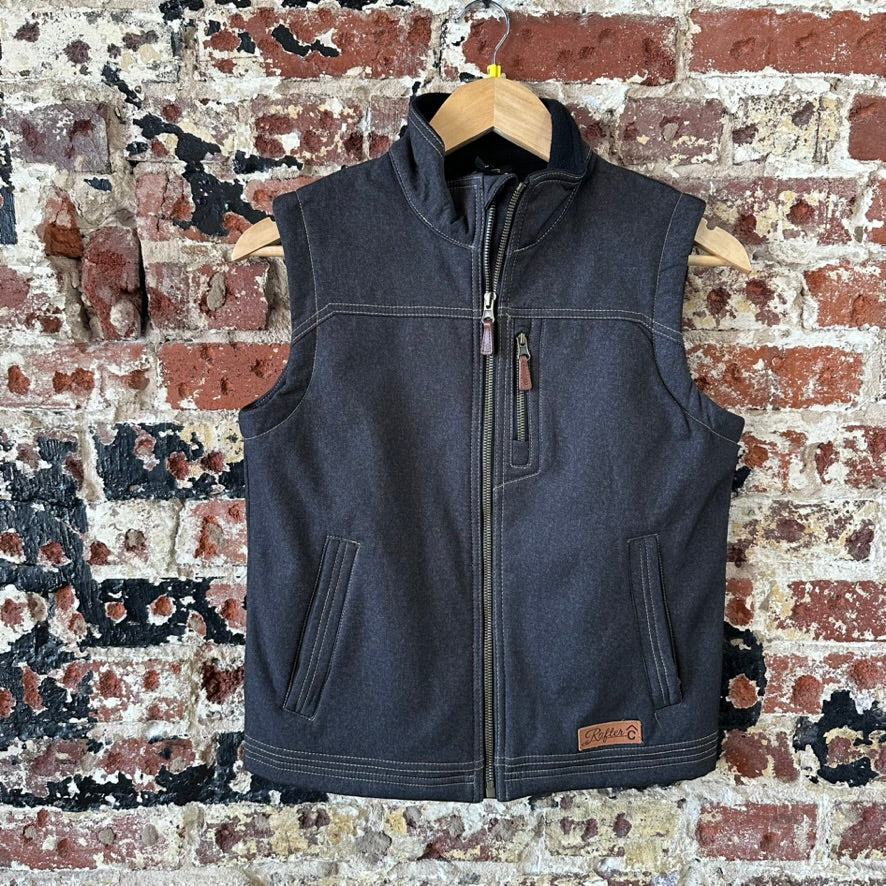 Rafter C Western Boy's Soft Shell Zippered Vest Gray/Black Size Medium