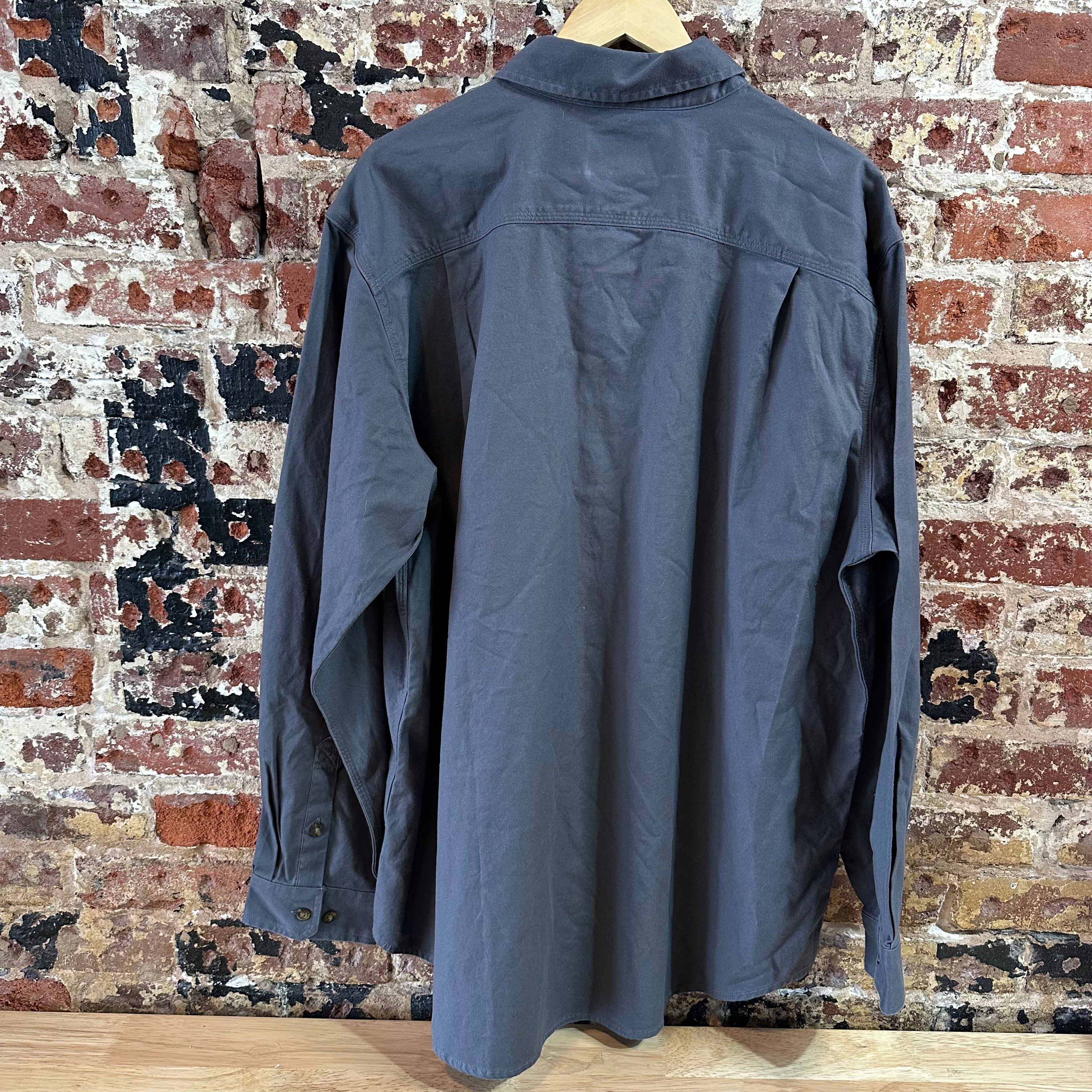 Carhartt shirt button up Long Sleeve Work Shirt Gray Casual trade mens XL
