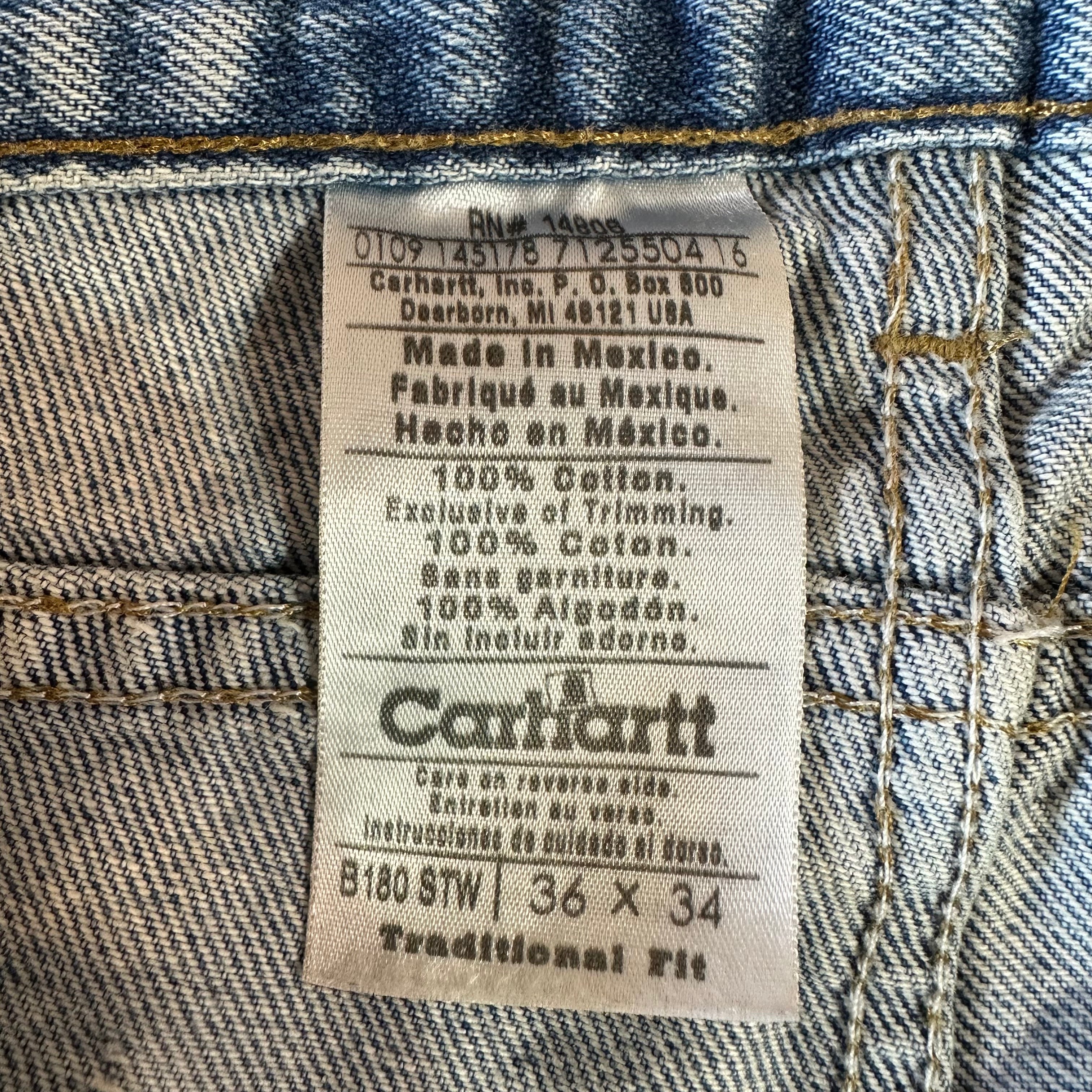 Carhartt Mens 36x34 Blue Jeans