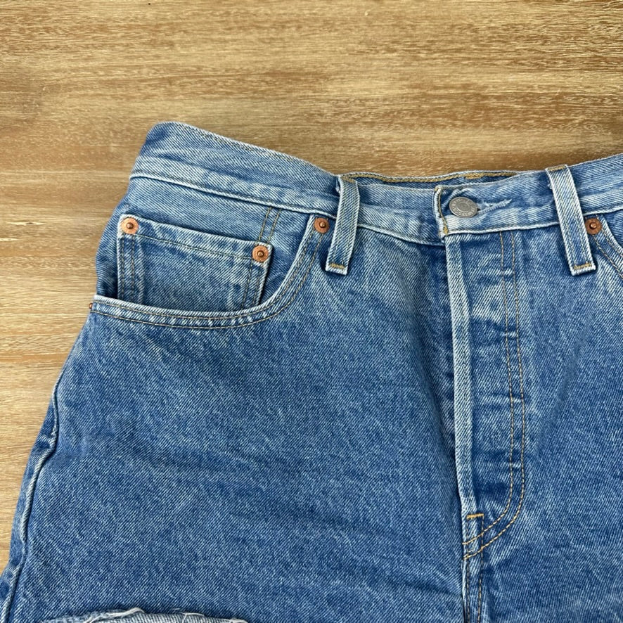 Levi's Cut Off Denim Blue Jean Shorts Womens 30 Distressed - 2.5" inseam