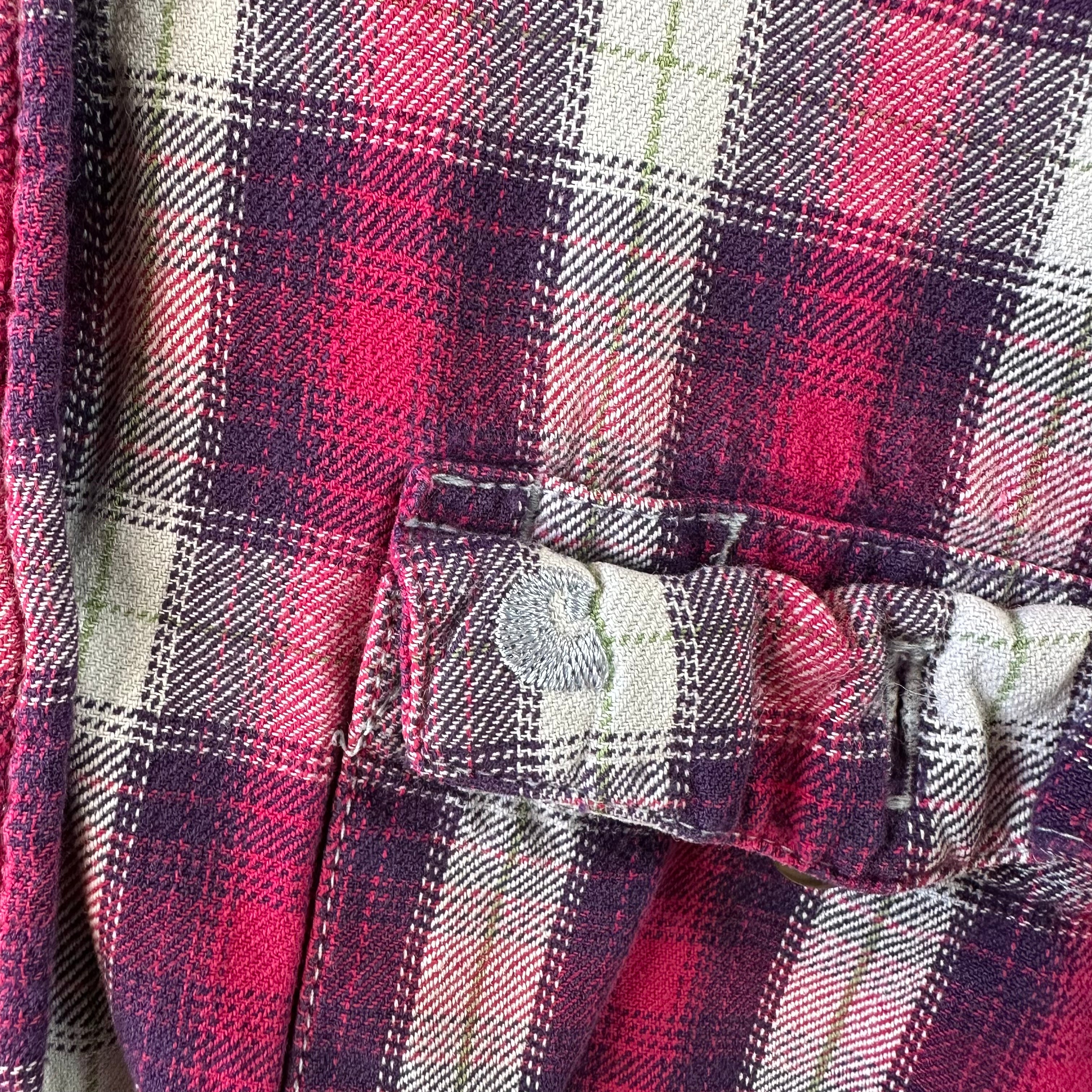 Carhartt Womens XL Button Up Flannel Shirt Pink Purple Plaid long sleeve