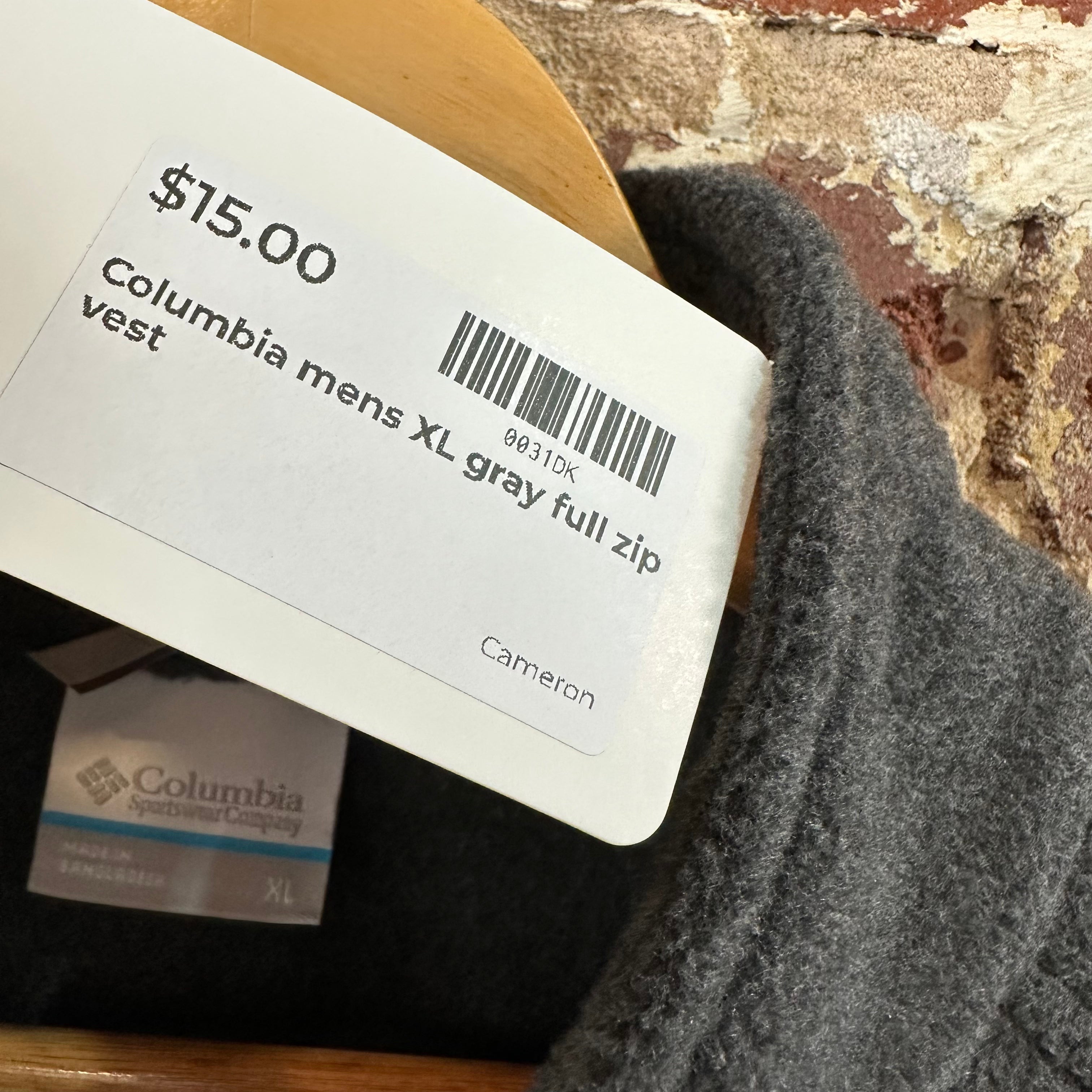 Columbia Vest gray Full Zip Steens Mountain Fleece Outdoor Hiking Mens XL