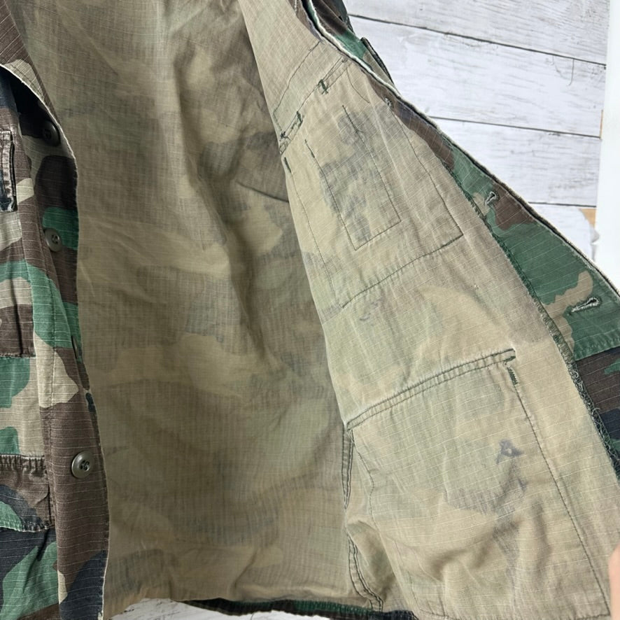 US Army Jacket Mens Large Short Woodland Combat Coat Shirt