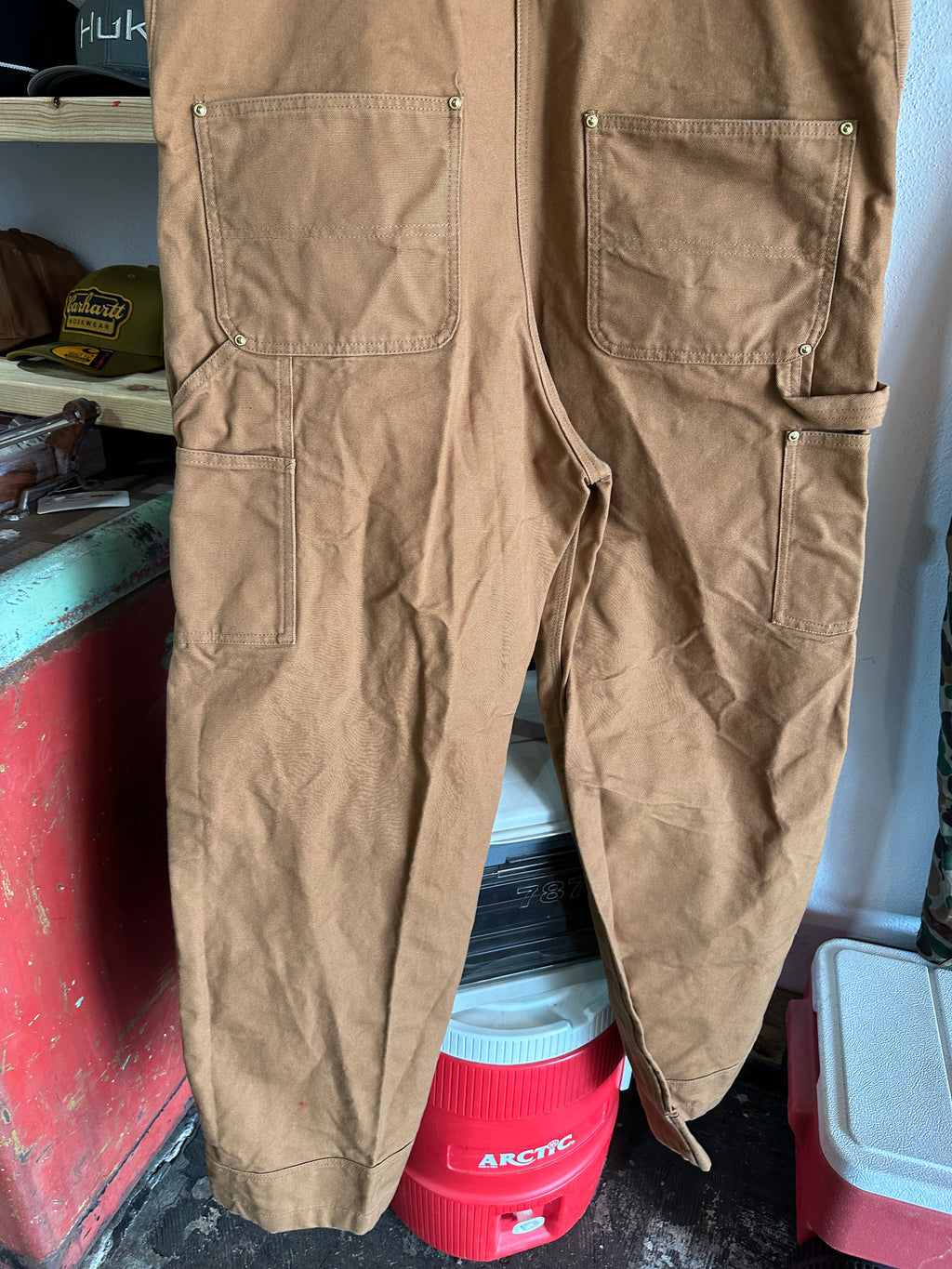 Carhartt R01 Mens 38x32 Brown Bibs