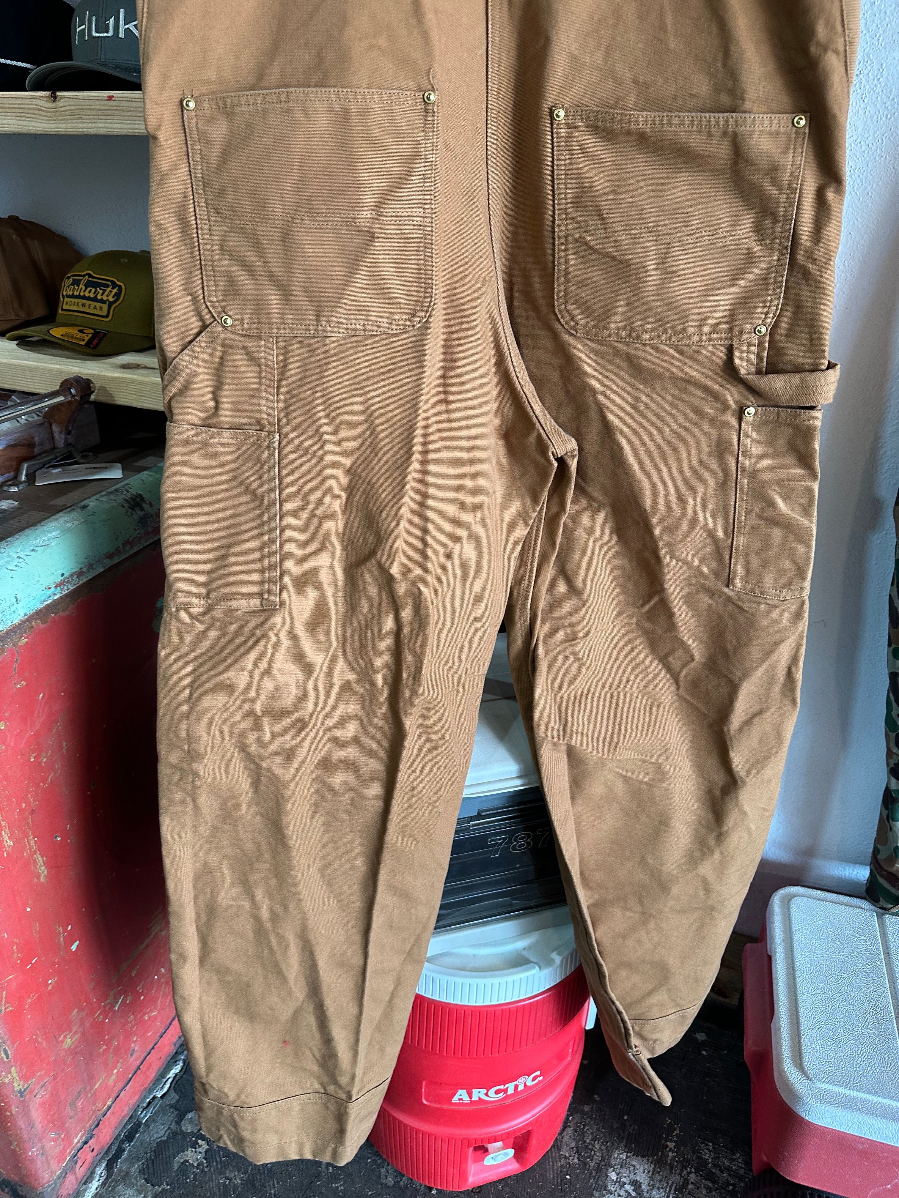 Carhartt R01 Mens 38x32 Brown Bibs