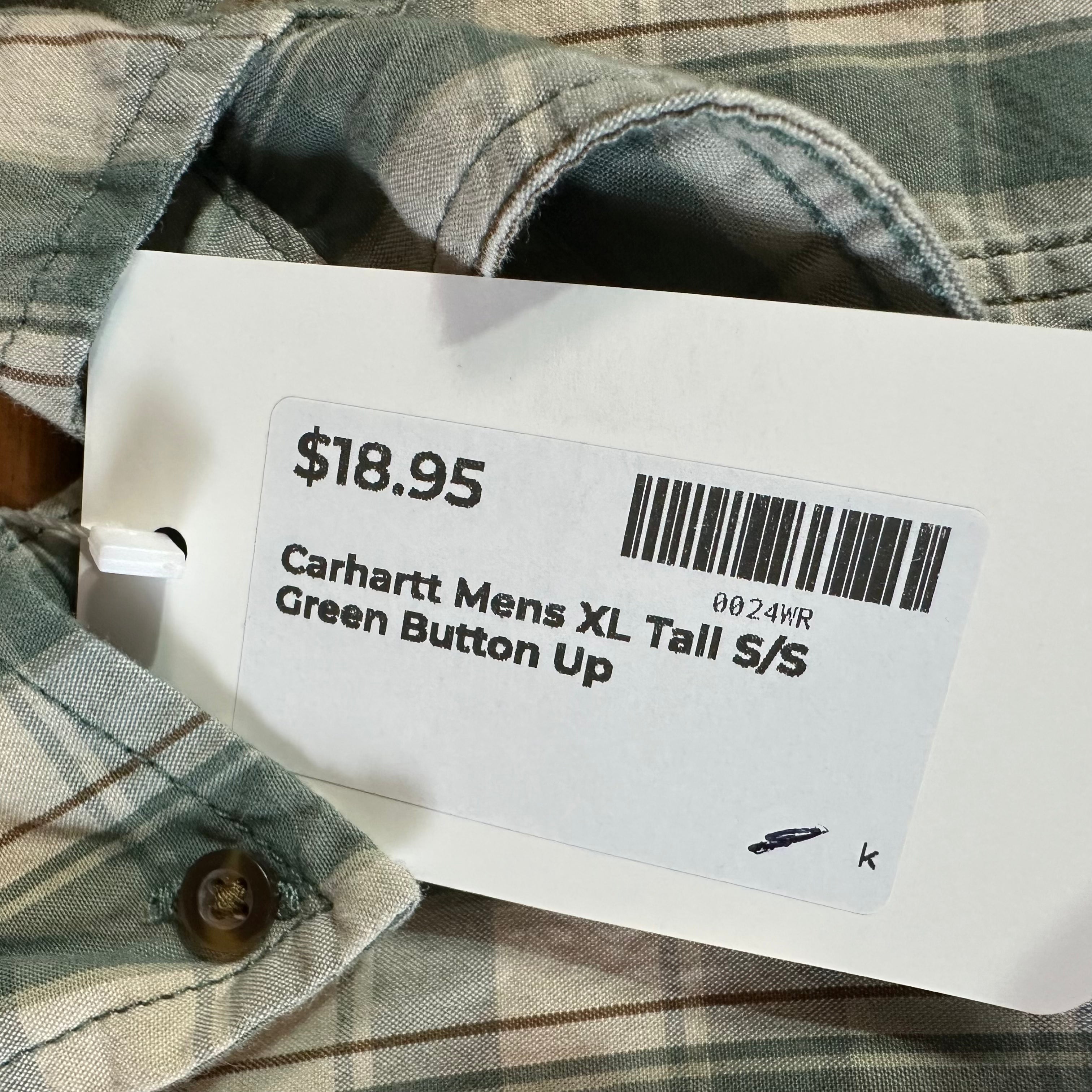 Carhartt Mens XL Tall Short Sleeve Button Up