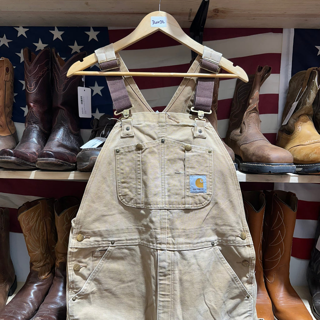 Carhartt R01 Mens 36x32 Brown Bibs