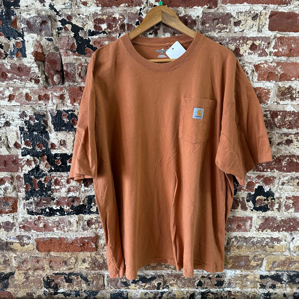 Carhartt T-Shirt Mens XL Short Sleeve Logo Work K87 LSE Pocket T-Shirt Orange