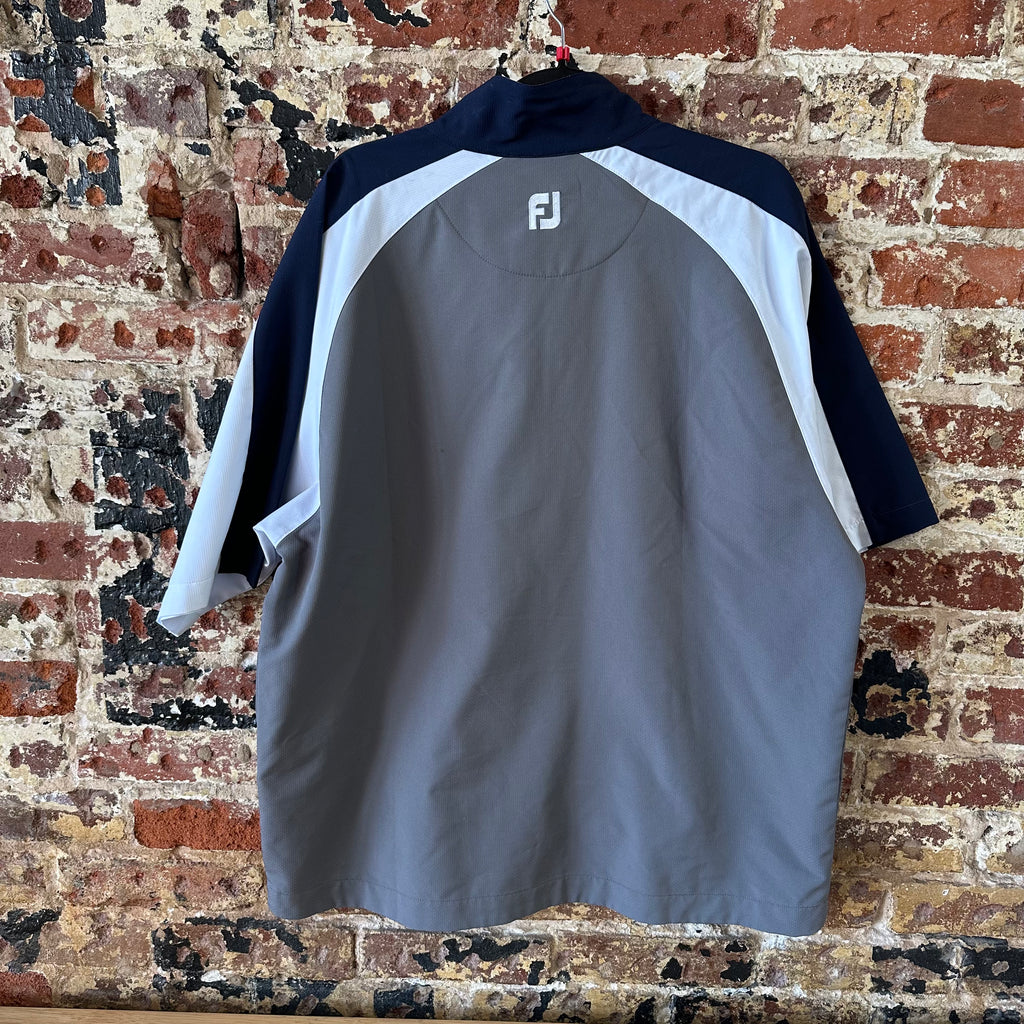 FootJoy Golf Jacket Mens Large Gray Short Sleeve 1/4 Zip Colorblock Windbreaker